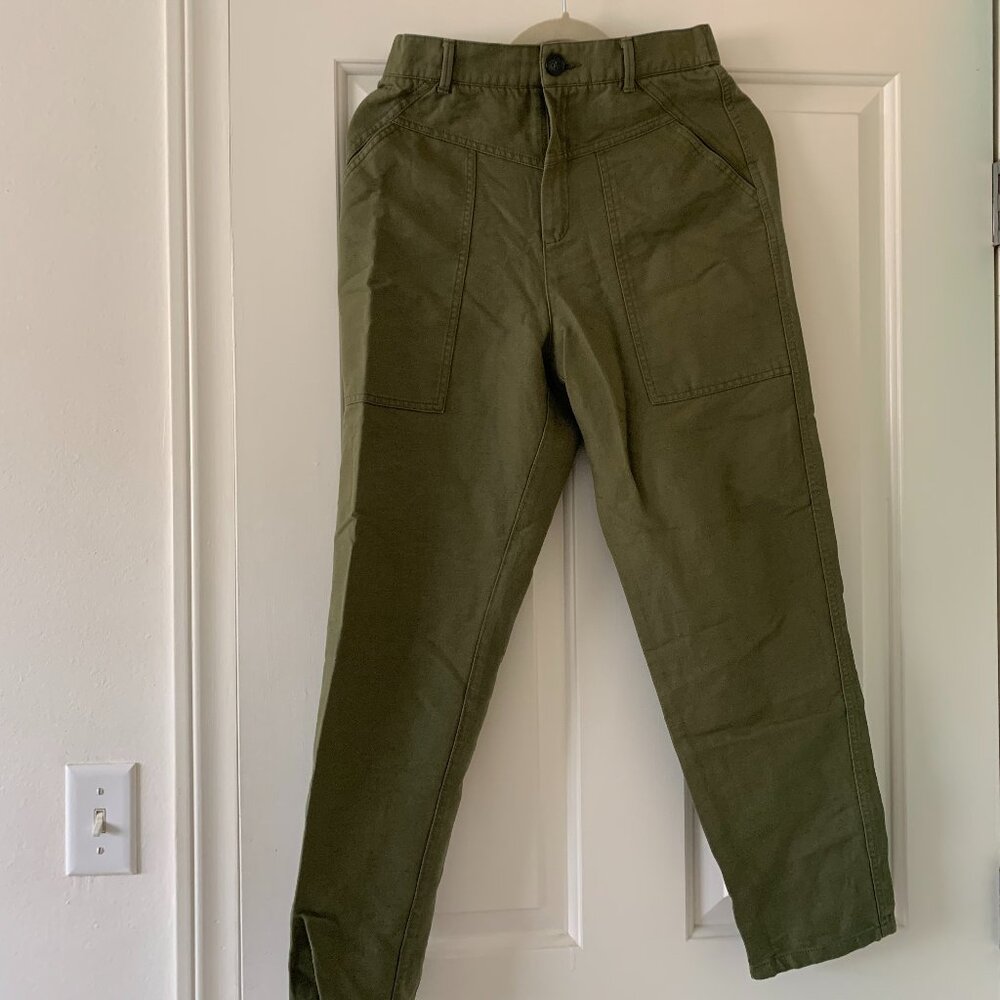 Zara High Waisted Linen Blend Cargo Pants